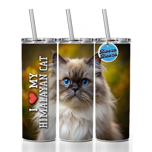 I Love My Himalayan Cat Heart Skinny Tumbler 20oz with Straw Insulated Water Bottle Gift