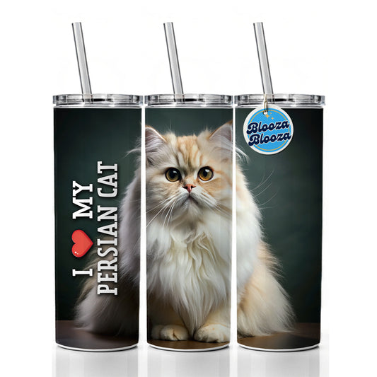 I Love My Persian Cat Heart Skinny Tumbler 20oz with Straw Insulated Water Bottle Gift