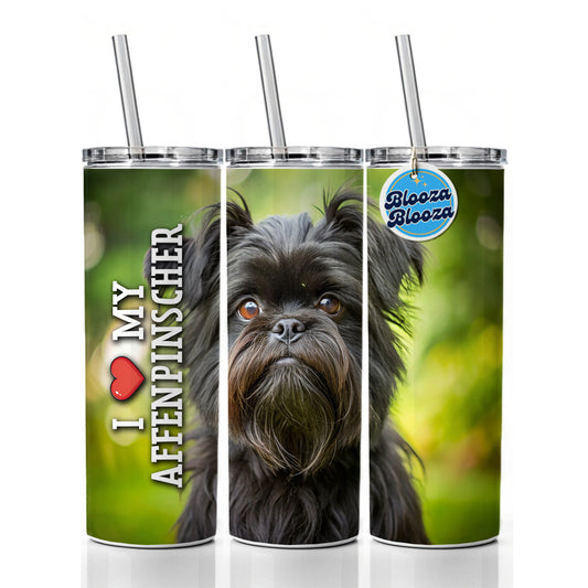 I Love My Affenpinscher Dog Heart Skinny Tumbler 20oz with Straw Insulated Water Bottle Gift