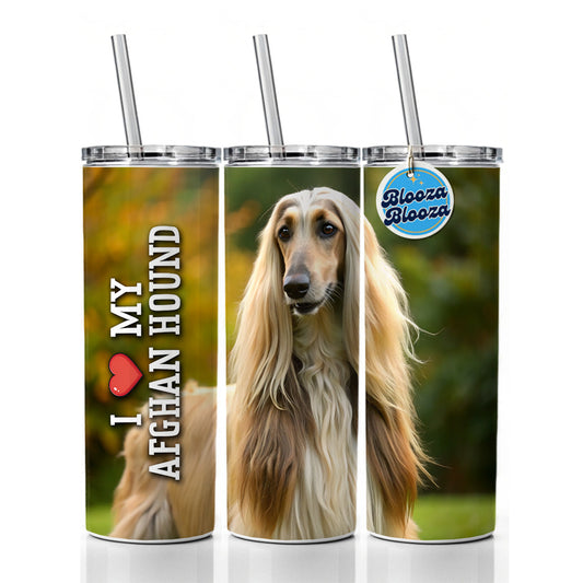 I Love My Afghan Hound Dog Heart Skinny Tumbler 20oz with Straw Insulated Water Bottle Gift