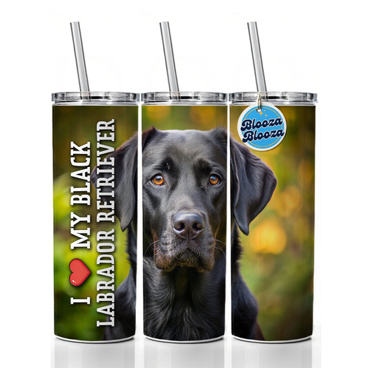 I Love My Black Labrador Retriever Dog Heart Skinny Tumbler 20oz with Straw Insulated Water Bottle Gift