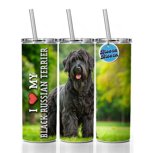 I Love My Black Russian Terrier Dog Heart Skinny Tumbler 20oz with Straw Insulated Water Bottle Gift