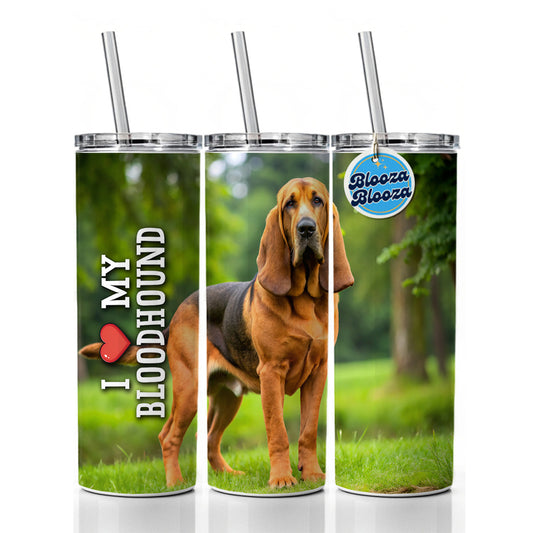 I Love My Bloodhound Dog Heart Skinny Tumbler 20oz with Straw Insulated Water Bottle Gift