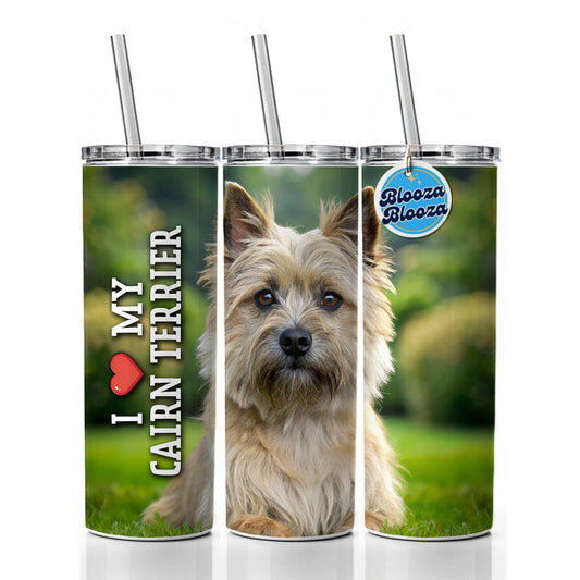 I Love My Cairn Terrier Dog Heart Skinny Tumbler 20oz with Straw Insulated Water Bottle Gift