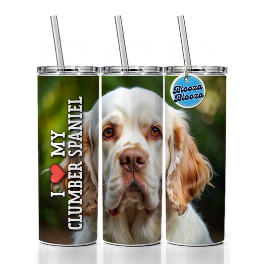 I Love My Clumber Spaniel Dog Heart Skinny Tumbler 20oz with Straw Insulated Water Bottle Gift