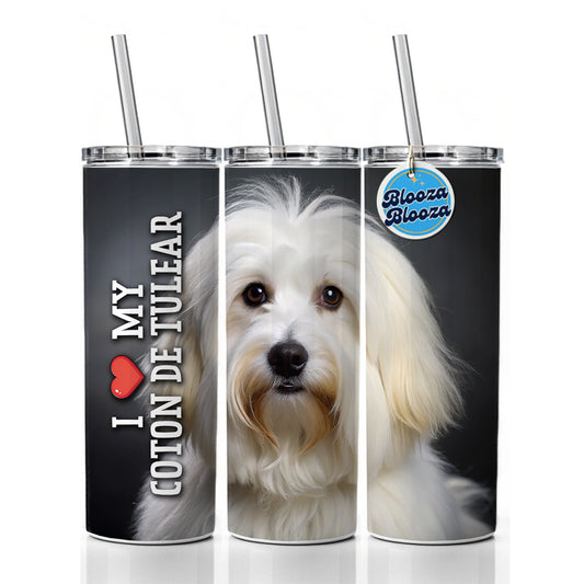 I Love My Coton De Tulear Dog Heart Skinny Tumbler 20oz with Straw Insulated Water Bottle Gift