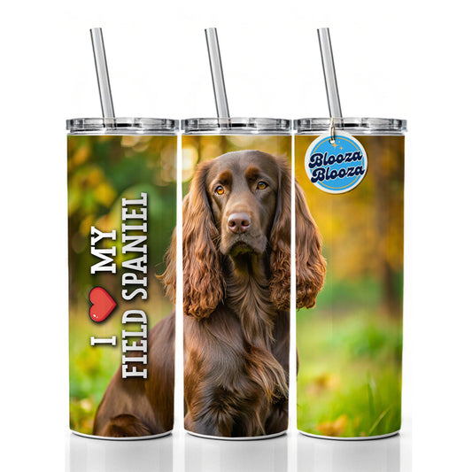 I Love My Field Spaniel Dog Heart Skinny Tumbler 20oz with Straw Insulated Water Bottle Gift