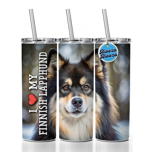 I Love My Finnish Lapphund Dog Heart Skinny Tumbler 20oz with Straw Insulated Water Bottle Gift