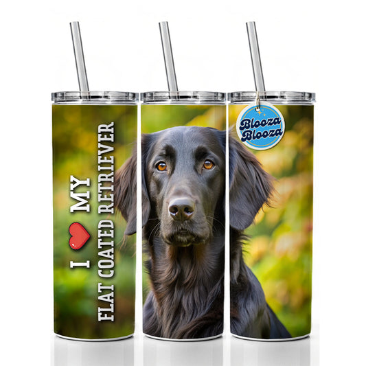 I Love My Flat Coated Retriever Dog Heart Skinny Tumbler 20oz with Straw Insulated Water Bottle Gift
