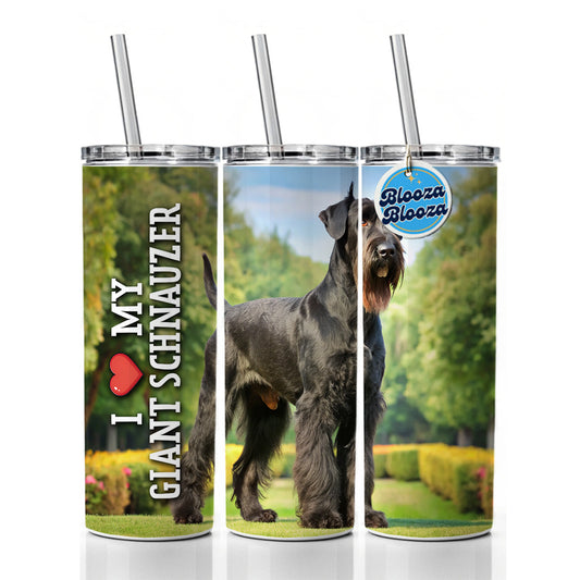 I Love My Giant Schnauzer Dog Heart Skinny Tumbler 20oz with Straw Insulated Water Bottle Gift