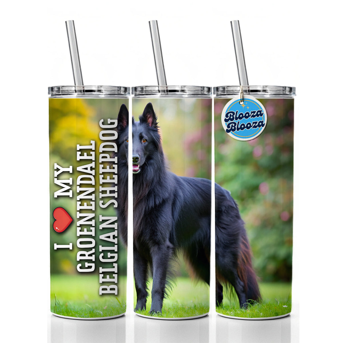 I Love My Groenendael Belgian Sheepdog Dog Heart Skinny Tumbler 20oz with Straw Insulated Water Bottle Gift