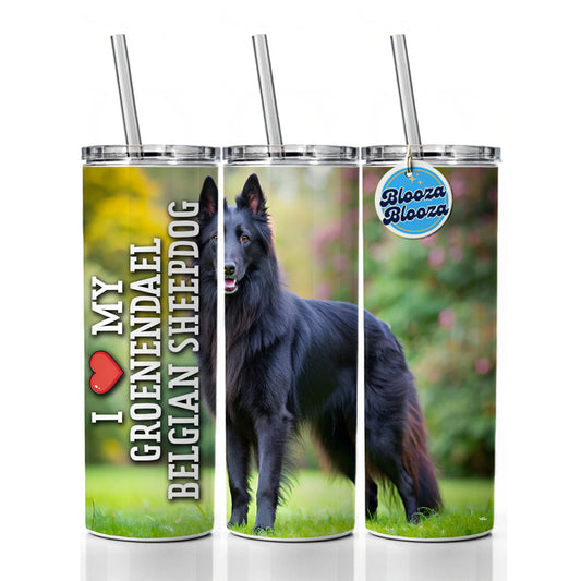 I Love My Groenendael Belgian Sheepdog Dog Heart Skinny Tumbler 20oz with Straw Insulated Water Bottle Gift