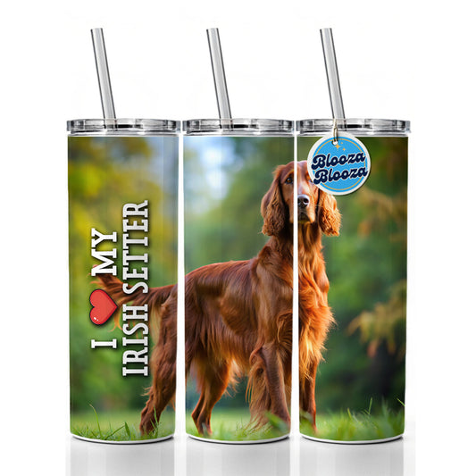I Love My Irish Setter Dog Heart Skinny Tumbler 20oz with Straw Insulated Water Bottle Gift