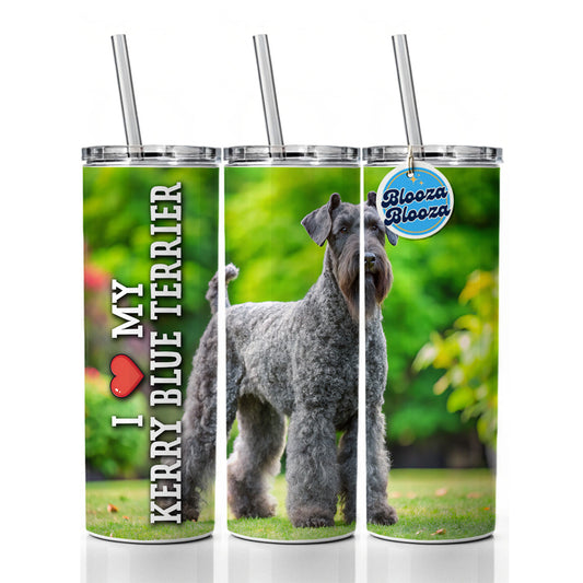 I Love My Kerry Blue Terrier Dog Heart Skinny Tumbler 20oz with Straw Insulated Water Bottle Gift