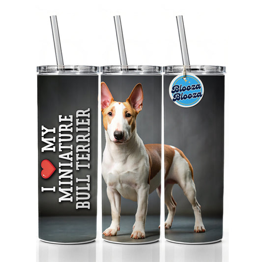I Love My Miniature Bull Terrier Dog Heart Skinny Tumbler 20oz with Straw Insulated Water Bottle Gift
