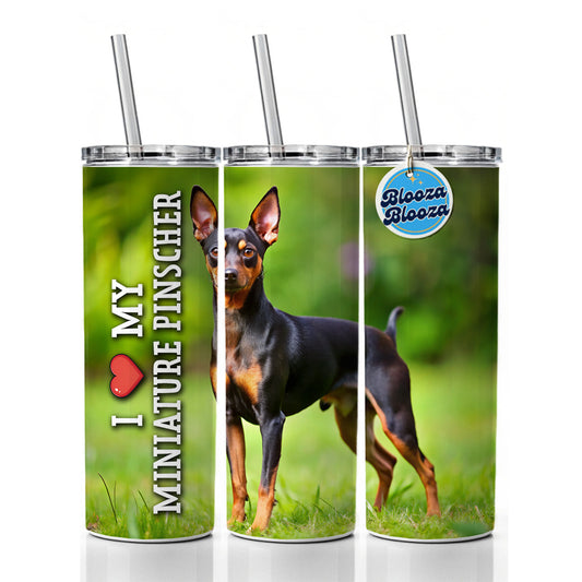 I Love My Miniature Pinscher Dog Heart Skinny Tumbler 20oz with Straw Insulated Water Bottle Gift