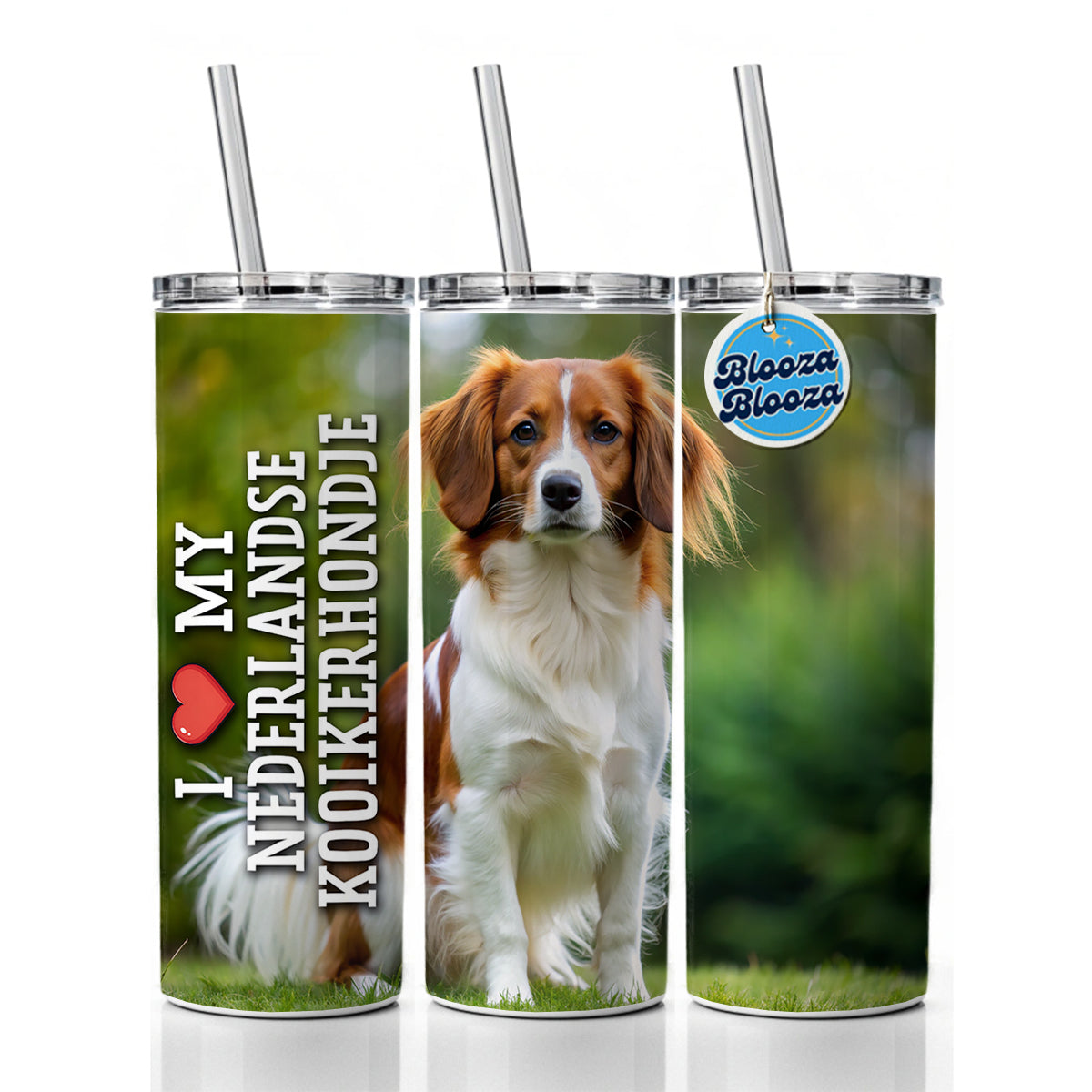 I Love My Nederlandse Kooikerhondje Dog Heart Skinny Tumbler 20oz with Straw Insulated Water Bottle Gift