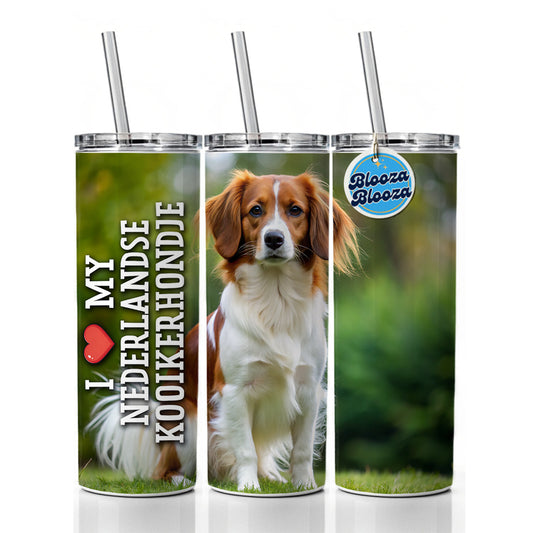 I Love My Nederlandse Kooikerhondje Dog Heart Skinny Tumbler 20oz with Straw Insulated Water Bottle Gift