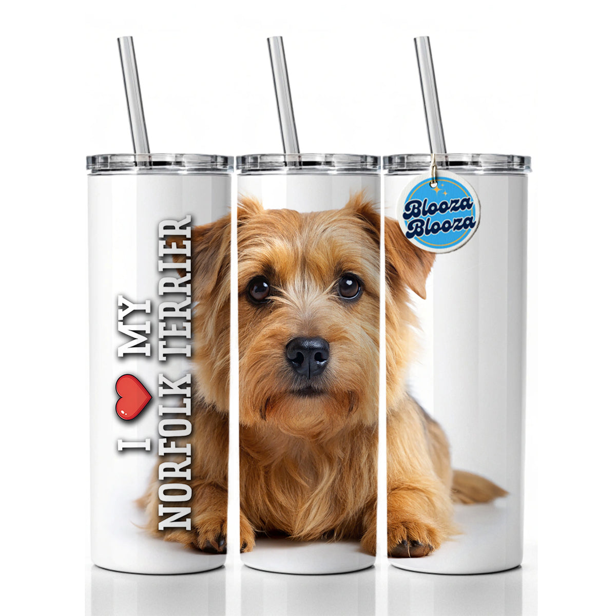 I Love My Norfolk Terrier Dog Heart Skinny Tumbler 20oz with Straw Insulated Water Bottle Gift