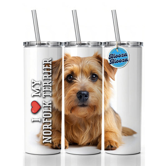 I Love My Norfolk Terrier Dog Heart Skinny Tumbler 20oz with Straw Insulated Water Bottle Gift