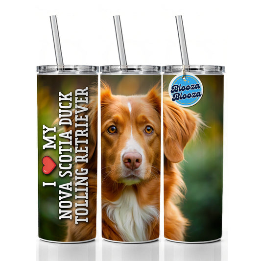 I Love My Nova Scotia Duck Tolling Retriever Dog Heart Skinny Tumbler 20oz with Straw Insulated Water Bottle Gift