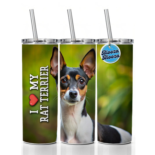 I Love My Rat Terrier Dog Heart Skinny Tumbler 20oz with Straw Insulated Water Bottle Gift