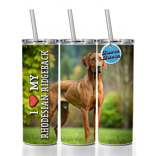 I Love My Rhodesian Ridgeback Dog Heart Skinny Tumbler 20oz with Straw Insulated Water Bottle Gift