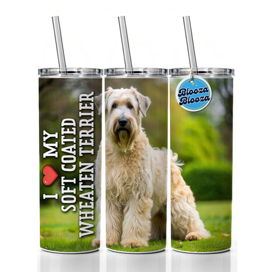 I Love My Soft Coated Wheaten Terrier Dog Heart Skinny Tumbler 20oz with Straw Insulated Water Bottle Gift