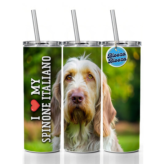 I Love My Spinone Italiano Dog Heart Skinny Tumbler 20oz with Straw Insulated Water Bottle Gift