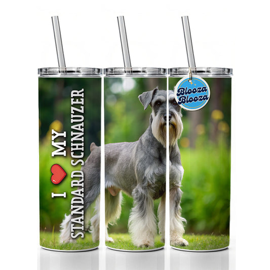I Love My Standard Schnauzer Dog Heart Skinny Tumbler 20oz with Straw Insulated Water Bottle Gift