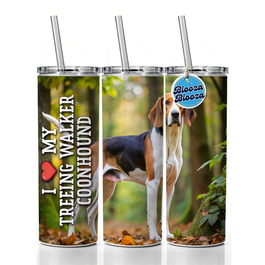 I Love My Treeing Walker Coonhound Dog Heart Skinny Tumbler 20oz with Straw Insulated Water Bottle Gift