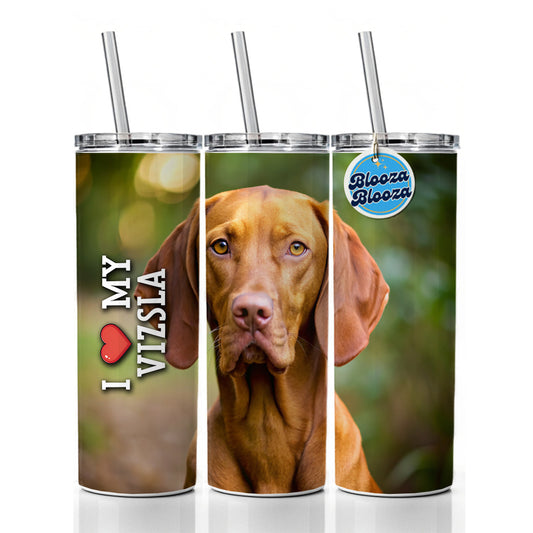 I Love My Vizsla Dog Heart Skinny Tumbler 20oz with Straw Insulated Water Bottle Gift