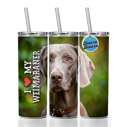 I Love My Weimaraner Dog Heart Skinny Tumbler 20oz with Straw Insulated Water Bottle Gift