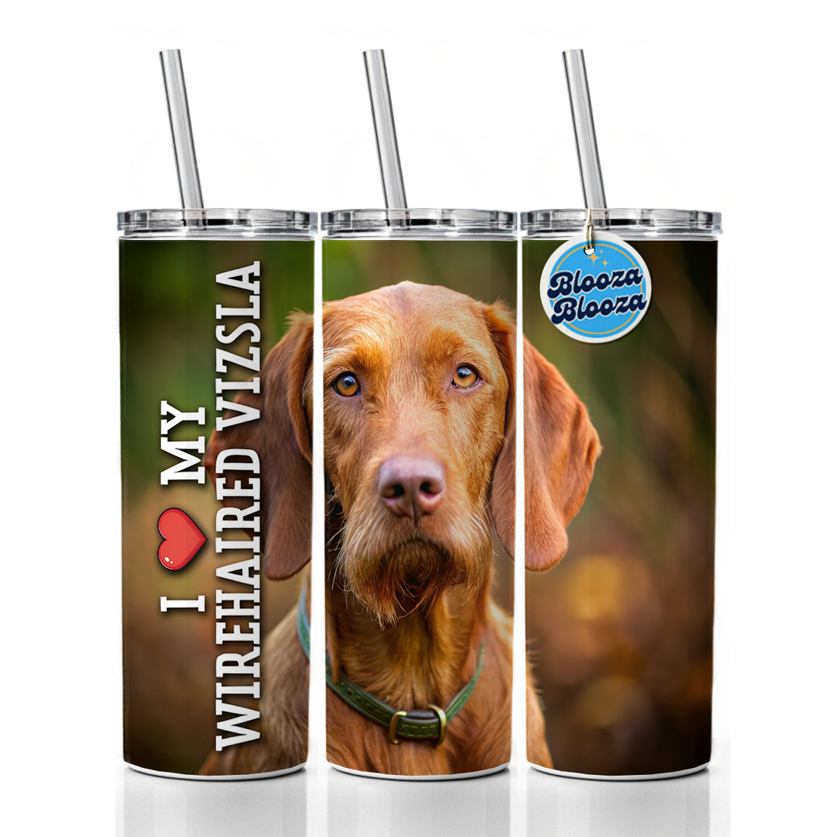 I Love My Wirehaired Vizsla Dog Heart Skinny Tumbler 20oz with Straw Insulated Water Bottle Gift