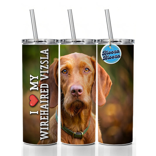 I Love My Wirehaired Vizsla Dog Heart Skinny Tumbler 20oz with Straw Insulated Water Bottle Gift