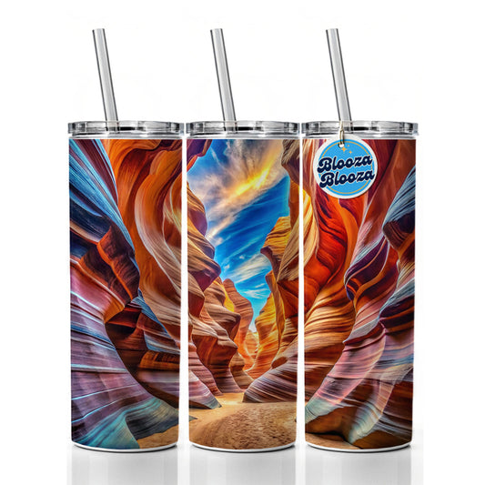 Antelope Canyon Arizona Watercolor Style Skinny Tumbler 20oz with Straw Insulated Water Bottle Gift