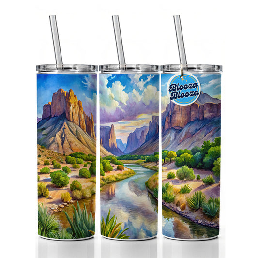 Big Bend National Park Texas Watercolor Style Skinny Tumbler 20oz with Straw Insulated Water Bottle Gift