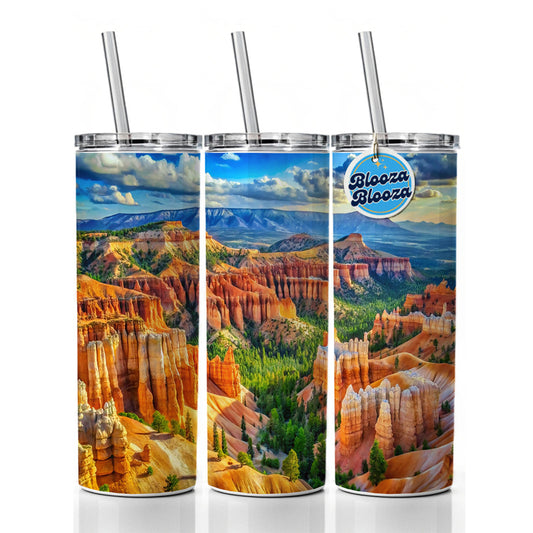Bryce Canyon National Park Utah Watercolor Style Skinny Tumbler 20oz with Straw Insulated Water Bottle Gift