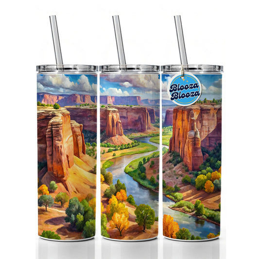Canyon de Chelly National Monument Arizona Watercolor Style Skinny Tumbler 20oz with Straw Insulated Water Bottle Gift