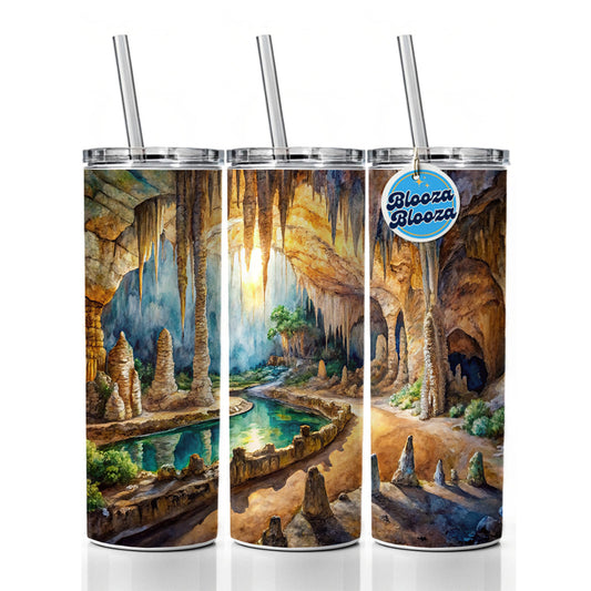 Carlsbad Caverns National Park New Mexico Watercolor Style Skinny Tumbler 20oz with Straw Insulated Water Bottle Gift