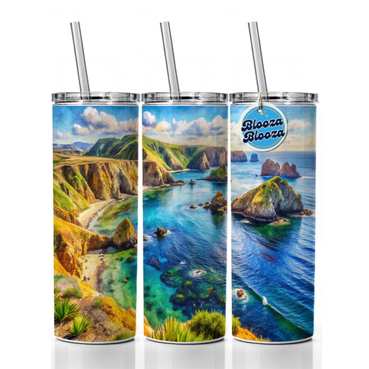 Channel Islands National Park California Watercolor Style Skinny Tumbler 20oz with Straw Insulated Water Bottle Gift
