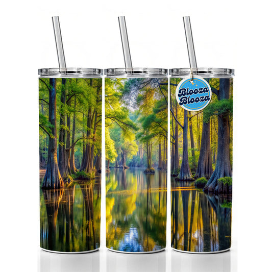 Congaree National Park South Carolina Watercolor Style Skinny Tumbler 20oz with Straw Insulated Water Bottle Gift