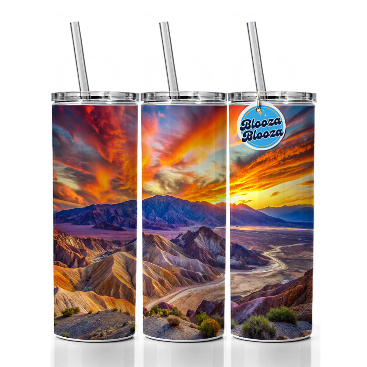 Death Valley National Park California Watercolor Style Skinny Tumbler 20oz with Straw Insulated Water Bottle Gift