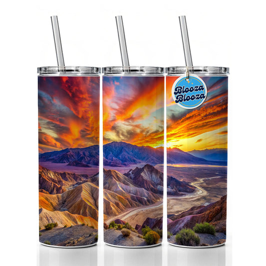 Death Valley National Park California Watercolor Style Skinny Tumbler 20oz with Straw Insulated Water Bottle Gift