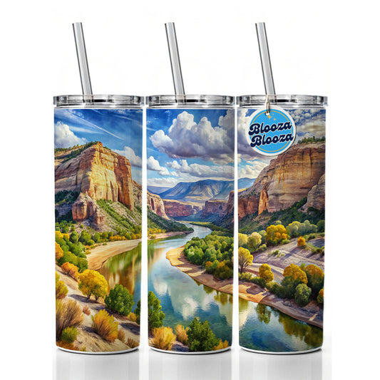 Dinosaur National Monument Colorado, Utah Watercolor Style Skinny Tumbler 20oz with Straw Insulated Water Bottle Gift