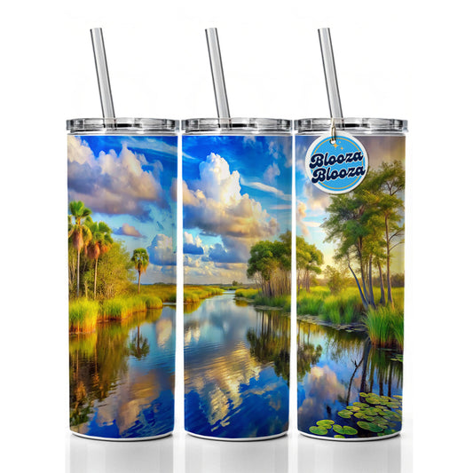 Everglades National Park Florida Watercolor Style Skinny Tumbler 20oz with Straw Insulated Water Bottle Gift