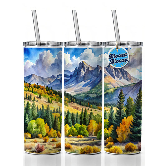 Great Basin National Park Nevada Watercolor Style Skinny Tumbler 20oz with Straw Insulated Water Bottle Gift