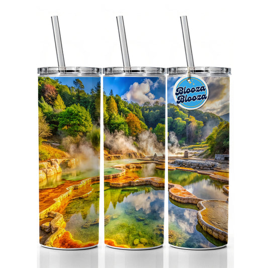 Hot Springs National Park Arkansas Watercolor Style Skinny Tumbler 20oz with Straw Insulated Water Bottle Gift