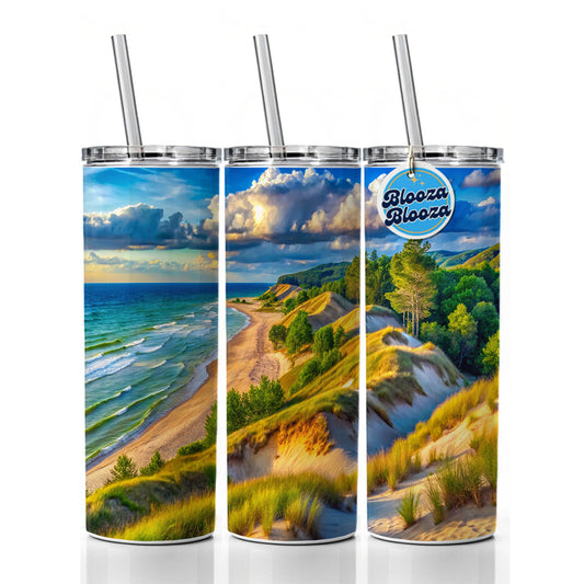 Indiana Dunes National Park Indiana Watercolor Style Skinny Tumbler 20oz with Straw Insulated Water Bottle Gift