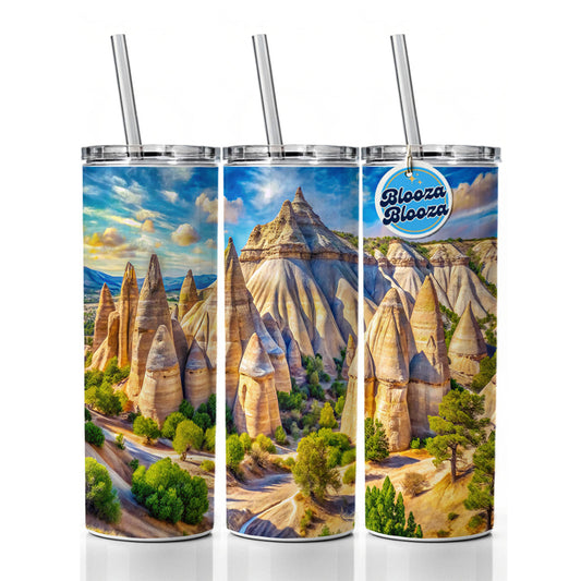 Kasha - Katuwe Tent Rocks National Monument New Mexico Watercolor Style Skinny Tumbler 20oz with Straw Insulated Water Bottle Gift